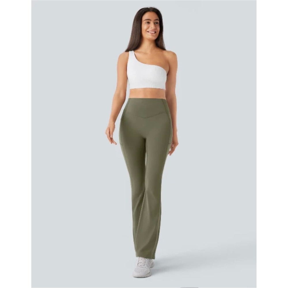 Halara Olive Green High Rise Wide Leg Yoga Pants Medium